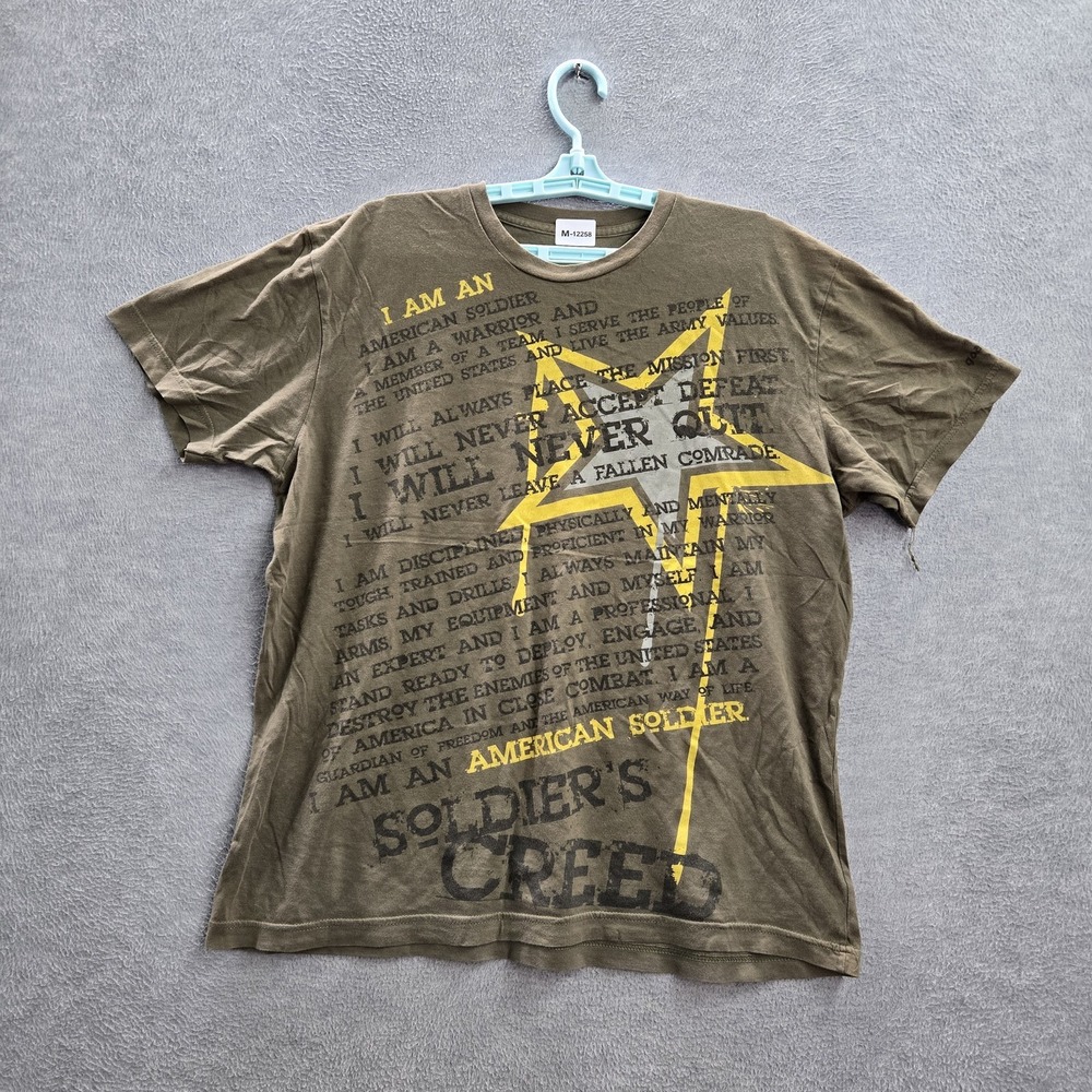 U.S. Army Men Shirt XL Olive Graphic Print Star Soldier's Creed Military Tee
